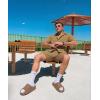 image:imageUOUA 2 Piece Short Sets for Men Summer Beach Outfits Stripe Texture Button Down Shirts amp Shorts Casual Vacation SetKhaki