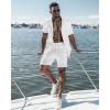 image:imageUOUA 2 Piece Short Sets for Men Summer Beach Outfits Stripe Texture Button Down Shirts amp Shorts Casual Vacation SetWhite