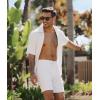 image:imageUOUA 2 Piece Short Sets for Men Summer Beach Outfits Stripe Texture Button Down Shirts amp Shorts Casual Vacation SetWhite