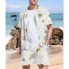 image:imageUOUA 80s Outfit for Men 90s Color Block Costumes 2 Piece Retro Short Sleeve Jacket amp Shorts Set for PartyBeige Branches