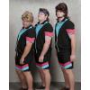 image:imageUOUA 80s Outfit for Men 90s Color Block Costumes 2 Piece Retro Short Sleeve Jacket amp Shorts Set for PartyBlack