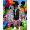 image:imageUOUA 80s Outfit for Men 90s Color Block Costumes 2 Piece Retro Short Sleeve Jacket amp Shorts Set for PartyBlack