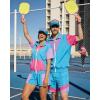 image:imageUOUA 80s Outfit for Men 90s Color Block Costumes 2 Piece Retro Short Sleeve Jacket amp Shorts Set for PartyBlue