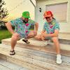 image:imageUOUA 80s Outfit for Men 90s Color Block Costumes 2 Piece Retro Short Sleeve Jacket amp Shorts Set for PartyGreenishprint