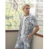 image:imageUOUA 80s Outfit for Men 90s Color Block Costumes 2 Piece Retro Short Sleeve Jacket amp Shorts Set for PartyGrey Leaves