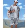 image:imageUOUA 80s Outfit for Men 90s Color Block Costumes 2 Piece Retro Short Sleeve Jacket amp Shorts Set for PartyGrey Leaves