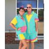 image:imageUOUA 80s Outfit for Men 90s Color Block Costumes 2 Piece Retro Short Sleeve Jacket amp Shorts Set for PartyMintgreen