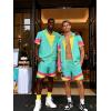image:imageUOUA 80s Outfit for Men 90s Color Block Costumes 2 Piece Retro Short Sleeve Jacket amp Shorts Set for PartyMintgreen