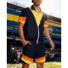 image:imageUOUA 80s Outfit for Men 90s Color Block Costumes 2 Piece Retro Short Sleeve Jacket amp Shorts Set for PartyNavy