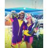 image:imageUOUA 80s Outfit for Men 90s Color Block Costumes 2 Piece Retro Short Sleeve Jacket amp Shorts Set for PartyViolet