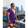 image:imageUOUA 80s Outfit for Men 90s Color Block Costumes 2 Piece Retro Short Sleeve Jacket amp Shorts Set for PartyViolet