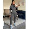 image:imageUOUA Womens Workout Set Two Piece Outfits Bodycon Long Sleeve Zipper Jacket amp Leggings for Gym TracksuitDarkgrey