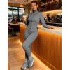 image:imageUOUA Womens Workout Set Two Piece Outfits Bodycon Long Sleeve Zipper Jacket amp Leggings for Gym TracksuitGrey