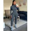 image:imageUOUA Womens Workout Set Two Piece Outfits Bodycon Long Sleeve Zipper Jacket amp Leggings for Gym TracksuitGreyblue