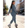 image:imageUOUA Womens Workout Set Two Piece Outfits Bodycon Long Sleeve Zipper Jacket amp Leggings for Gym TracksuitGreyblue