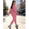 image:imageUOUA Womens Workout Set Two Piece Outfits Bodycon Long Sleeve Zipper Jacket amp Leggings for Gym TracksuitPink