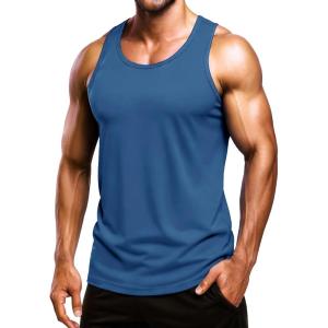 image:imageBoladeci Mens Tank Top Workout Athletic Quick Dry Lightweight Summer Beach Gym UPF 50 Sun Protection Sleeveless ShirtsBlue Gray