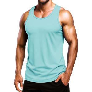 image:imageBoladeci Mens Tank Top Workout Athletic Quick Dry Lightweight Summer Beach Gym UPF 50 Sun Protection Sleeveless ShirtsLake Blue