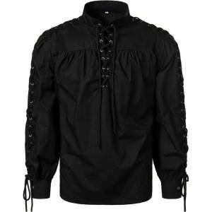 image:imageVATPAVE Mens Bandage Renaissance Shirts Gothic Pirate Cosplay Costume Tops