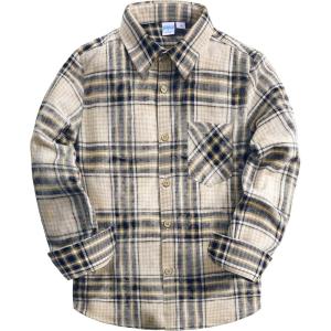 image:imageVATPAVE Boys Flannel Button Down Shirt Casual Long Sleeve Plaid Shirts 614 YearsBeige Brown