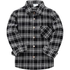 image:imageVATPAVE Boys Flannel Button Down Shirt Casual Long Sleeve Plaid Shirts 614 YearsBlack