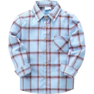 image:imageVATPAVE Boys Flannel Button Down Shirt Casual Long Sleeve Plaid Shirts 614 YearsBlue Pink