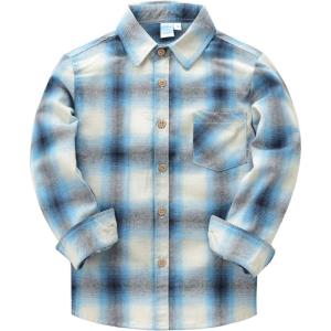 image:imageVATPAVE Boys Flannel Button Down Shirt Casual Long Sleeve Plaid Shirts 614 YearsBlue White