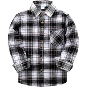 image:imageVATPAVE Boys Flannel Button Down Shirt Casual Long Sleeve Plaid Shirts 614 YearsBrown White