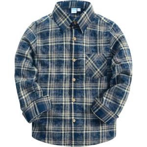 image:imageVATPAVE Boys Flannel Button Down Shirt Casual Long Sleeve Plaid Shirts 614 YearsNavy