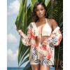 image:imageUOUA 3 Piece Swimsuits for Women Hawaiian Outfits Floral Tropical Bikini amp Short Sets Summer Beach Sexy Cover Ups Luau PartyKhaki