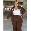 image:imageUOUA Plus Size Womens 2 Piece Sweatsuits Outfits Zip Up Jackets amp Wide Leg Sweatpants Casual Loungewear Tracksuit SetsBrown