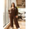 image:imageUOUA Plus Size Womens 2 Piece Sweatsuits Outfits Zip Up Jackets amp Wide Leg Sweatpants Casual Loungewear Tracksuit SetsBrown