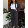 image:imageUOUA Plus Size Womens 2 Piece Sweatsuits Outfits Zip Up Jackets amp Wide Leg Sweatpants Casual Loungewear Tracksuit SetsDark Grey