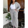 image:imageUOUA Plus Size Womens 2 Piece Sweatsuits Outfits Zip Up Jackets amp Wide Leg Sweatpants Casual Loungewear Tracksuit SetsMottle Grey
