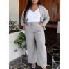 image:imageUOUA Plus Size Womens 2 Piece Sweatsuits Outfits Zip Up Jackets amp Wide Leg Sweatpants Casual Loungewear Tracksuit SetsMottle Grey
