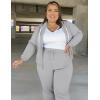 image:imageUOUA Plus Size Womens 2 Piece Sweatsuits Outfits Zip Up Jackets amp Wide Leg Sweatpants Casual Loungewear Tracksuit SetsMottle Grey