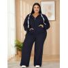 image:imageUOUA Plus Size Womens 2 Piece Sweatsuits Outfits Zip Up Jackets amp Wide Leg Sweatpants Casual Loungewear Tracksuit SetsNavy Blue