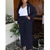 image:imageUOUA Plus Size Womens 2 Piece Sweatsuits Outfits Zip Up Jackets amp Wide Leg Sweatpants Casual Loungewear Tracksuit SetsNavy Blue