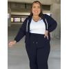 image:imageUOUA Plus Size Womens 2 Piece Sweatsuits Outfits Zip Up Jackets amp Wide Leg Sweatpants Casual Loungewear Tracksuit SetsNavy Blue