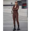 image:imageUOUA Two Piece Outfits Women Tracksuit Sets Long Sleeve Zip Up Jacket amp Leggings for Gym Workout SetBrown