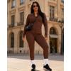 image:imageUOUA Two Piece Outfits Women Tracksuit Sets Long Sleeve Zip Up Jacket amp Leggings for Gym Workout SetBrown