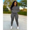 image:imageUOUA Two Piece Outfits Women Tracksuit Sets Long Sleeve Zip Up Jacket amp Leggings for Gym Workout SetDarkgrey