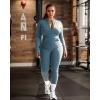 image:imageUOUA Two Piece Outfits Women Tracksuit Sets Long Sleeve Zip Up Jacket amp Leggings for Gym Workout SetGreyblue
