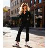 image:imageUOUA Womens 2 Piece Set Long Sleeve Jacket amp Ankle Length Workout Flare Leggings Casual Matching Outfit Tracksuit SweatsuitBlack