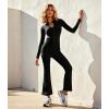 image:imageUOUA Womens 2 Piece Set Long Sleeve Jacket amp Ankle Length Workout Flare Leggings Casual Matching Outfit Tracksuit SweatsuitBlack