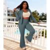 image:imageUOUA Womens 2 Piece Set Long Sleeve Jacket amp Ankle Length Workout Flare Leggings Casual Matching Outfit Tracksuit SweatsuitGreyblue