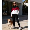 image:imageUOUA Womens 2 Piece Set Tracksuit Long Sleeve Zip Jacket amp Jogger Pants Workout Lounge Casual Outfit SweatsuitsRed