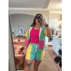 image:imageUOUA Womens 80s Color Block Outfits 2 Piece Tracksuit 90s Party Costume Summer Zip Up Windbreaker amp Short SetsMintgreen
