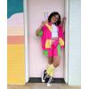 image:imageUOUA Womens 80s Color Block Outfits 2 Piece Tracksuit 90s Party Costume Summer Zip Up Windbreaker amp Short SetsPink