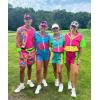 image:imageUOUA Womens 80s Color Block Outfits 2 Piece Tracksuit 90s Party Costume Summer Zip Up Windbreaker amp Short SetsPink